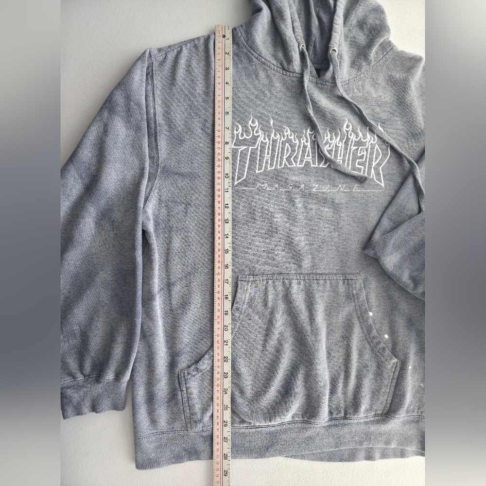 Thrasher Silver Flame Hoodie Grey Tie Dye Skate Aesthetic Streetwear Large - Picture 7 of 13